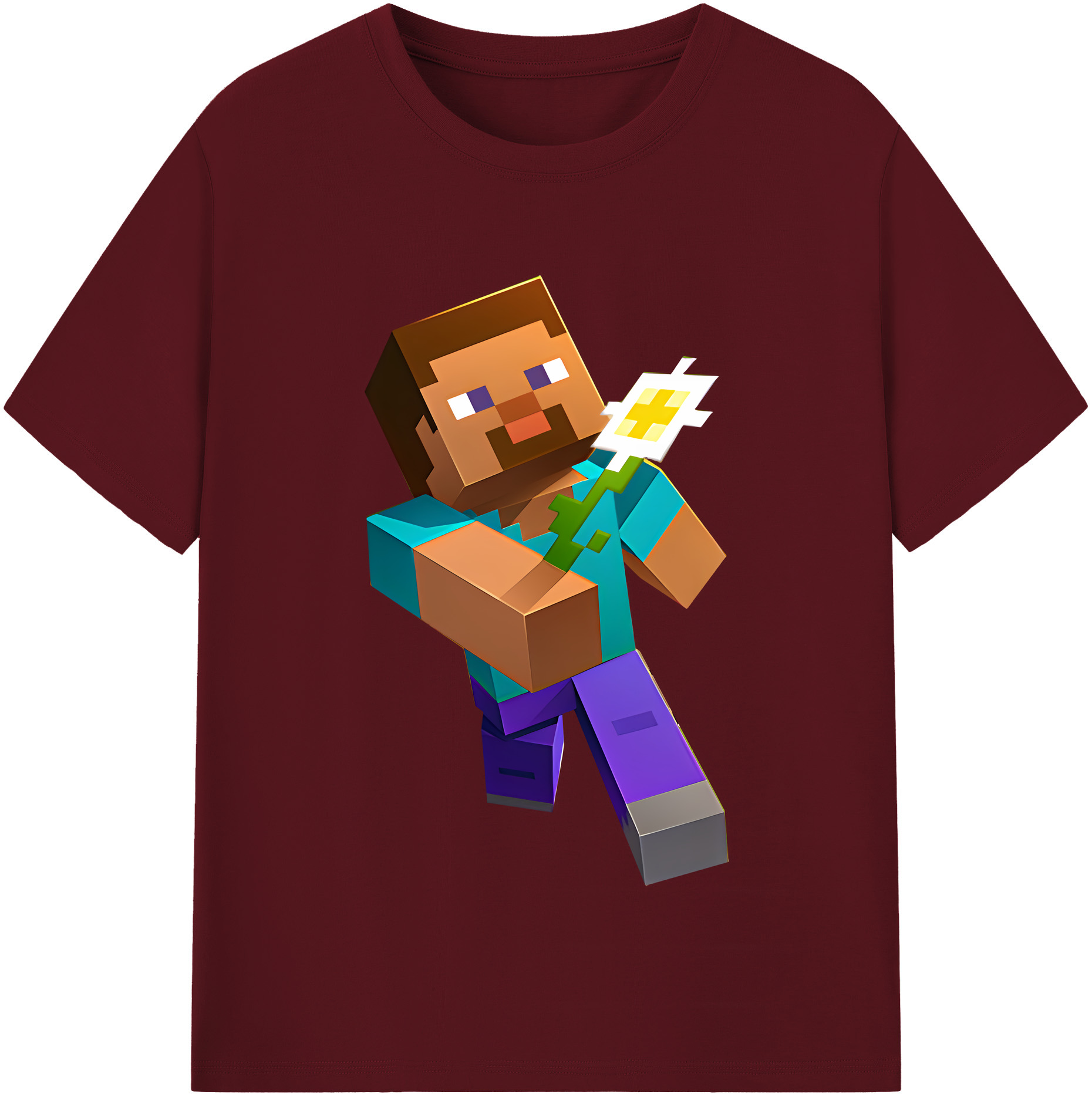 （画像用） マインクラフト ブロックの世界 Minecraft MC Block world 綿100％半袖Tシャツ（フロントプリント）